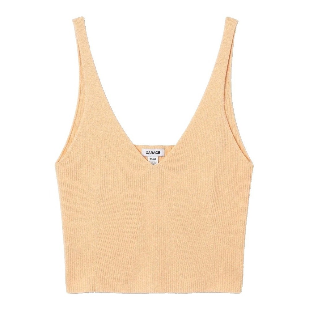 Garage Women's Size XS Orange Ribbed Knit Cropped Tank Top Women's Sleeveless